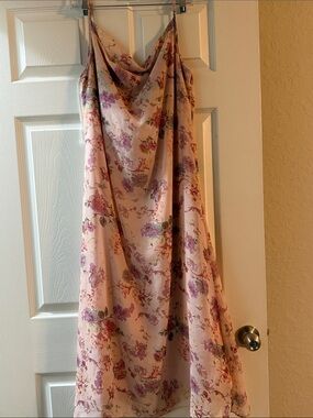 Mary McFadden Collection Pink Floral Cowl Neck Maxi Dress Size 12